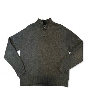 Gap Men’s Sweater Small – Charcoal Grey 100% Wool Quarter-Zip